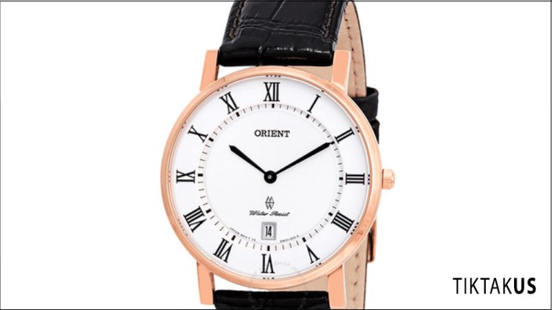 Orient kính Sapphire FGW0100EW0 Đồng hồ công sở dây da Rose Gold classic máy Quartz