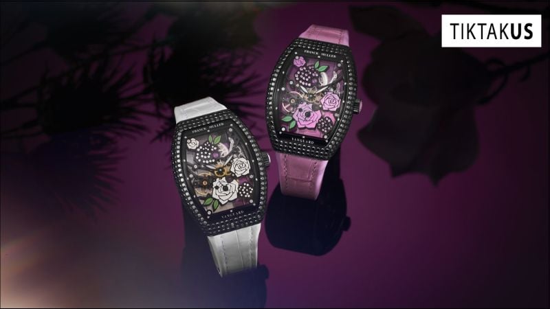 Franck Muller Vanguard Black Dial Rose Gold & Diamond