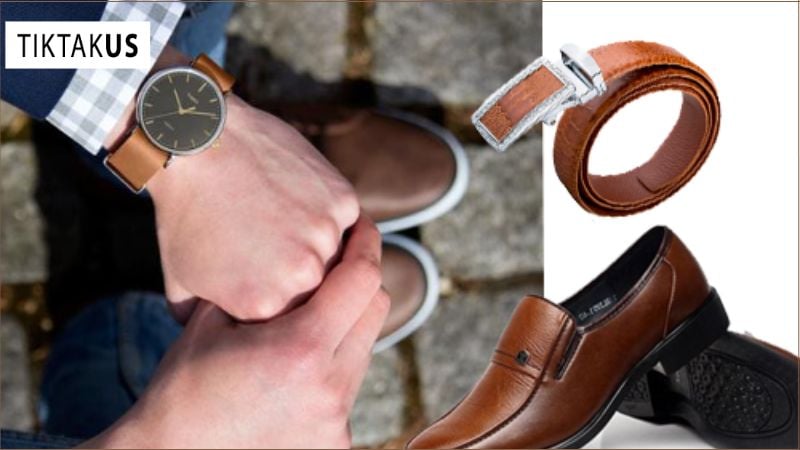 Đồng hồ mặt đen dây da nâu rất dễ phối đồ, từ phong cách lịch lãm đến năng động.