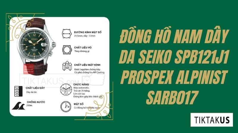 Seiko SPB121J1 Prospex Alpinist SARB017 là một chiếc đồng hồ thể thao đầy cá tính