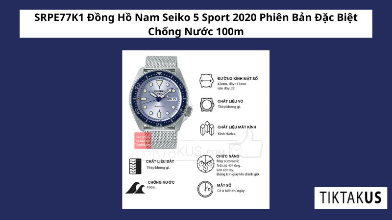 SRPE77K1 Đồng Hồ Nam Seiko 5 Sport 2020 Phiên Bản Đặc Biệt Chống Nước 100m