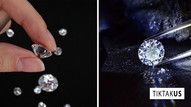 Moissanite có thể phớt vàng, xanh lục hoặc xám, trong khi kim cương thường không màu