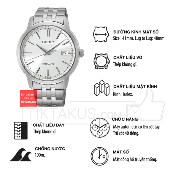 Seiko SRPH85 - đồng hồ Seiko Automatic Size 41mm - Tiktakus