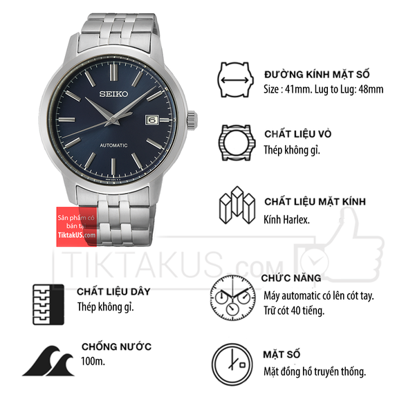 Seiko SRPH87 - đồng hồ Seiko Automatic Size 41mm-SRPH87K- SRPH87K1 -  Tiktakus