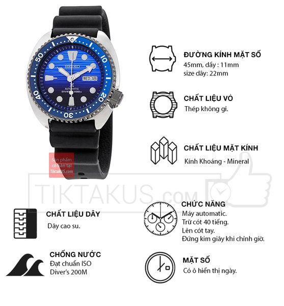 Đồng hồ thợ lặn Seiko Prospex special edition save the ocean SRPC91K1 -  Tiktakus
