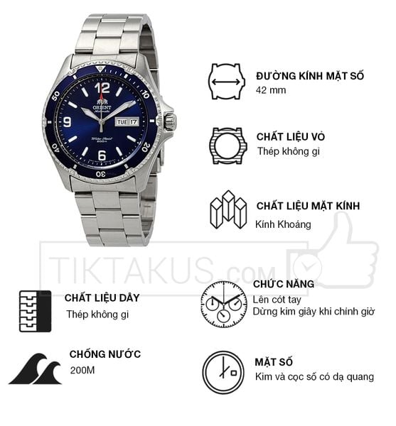 Đồng hồ nam Orient Mako II SAA02002D3 Tiktakus