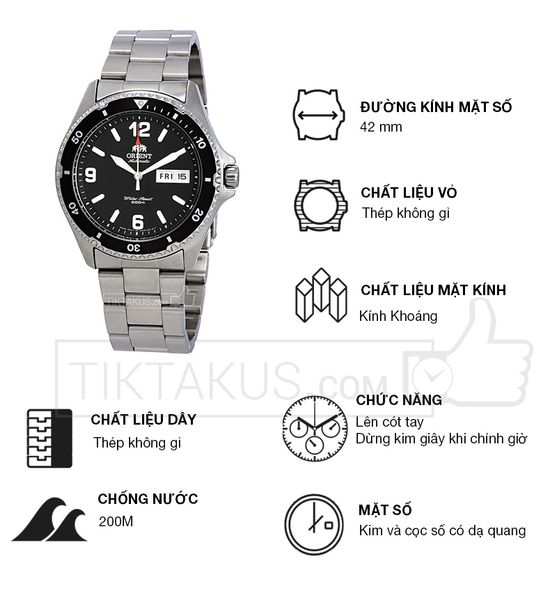 Đồng hồ nam Orient Mako II SAA02001B3 - Tiktakus