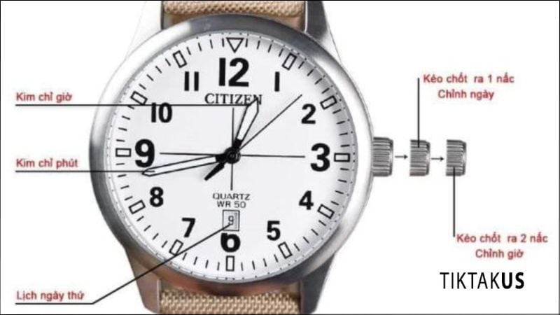 Loại 2: Đồng hồ 1 nút CÓ LỊCH NGÀY (Date)