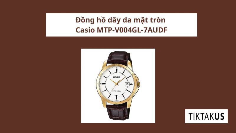 Đồng hồ dây da mặt tròn Casio MTP-V004GL-7AUDF