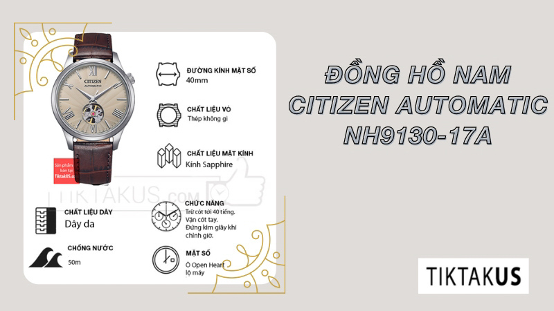 Citizen Automatic NH9130-17A có độ bền bỉ cao cùng vẻ đẹp đẳng cấp và sang trọng