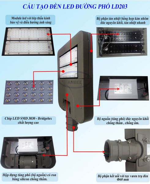 đèn đường led ld203 50w