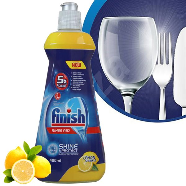 Nước làm bóng và khô chén, đĩa Finish Dishwasher Shine & Dry Lemon 400ml QT017390 - hương chanh 1