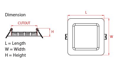 Kích thước Đèn led downlight anchor Panel dạng vuông APA04R070