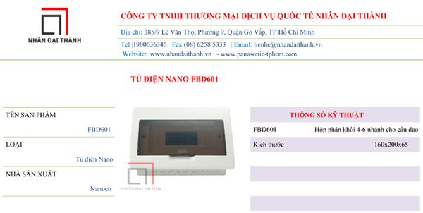 * Thông số kỹ thuật của Tủ điện Nano FDP601