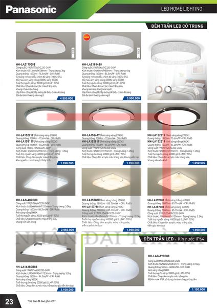 Catalogue đèn trần Led Panasonic