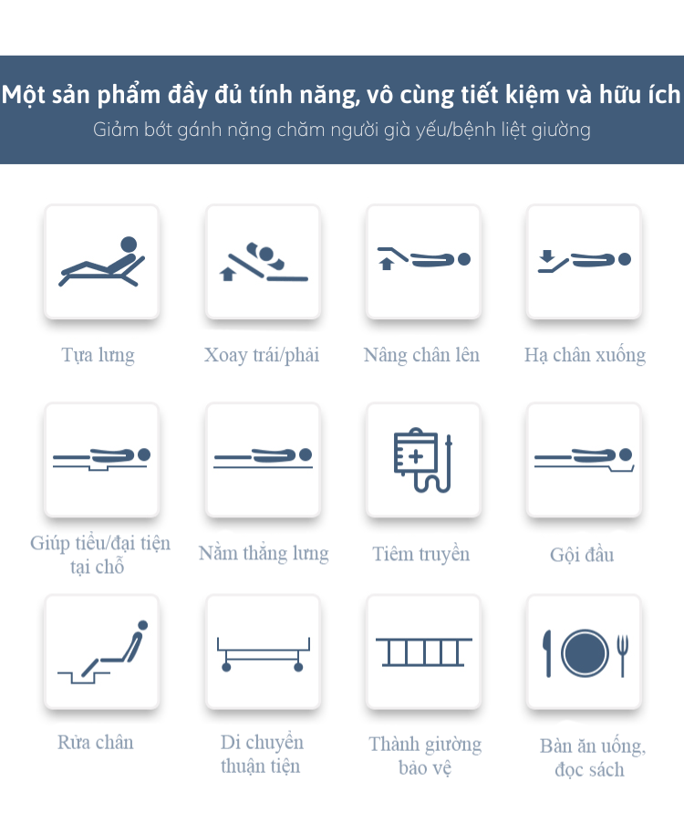 Giường y tế đa chức năng dễ dàng điều khiển