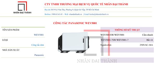 Thông số kỹ thuật Công tắc Panasonic WEV5001