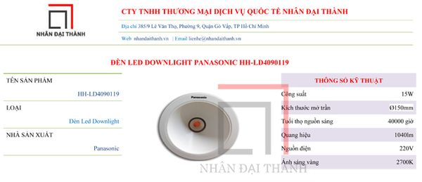 Thông số kỹ thuật của Đèn Led Downlight Panasonic HH-LD4090119