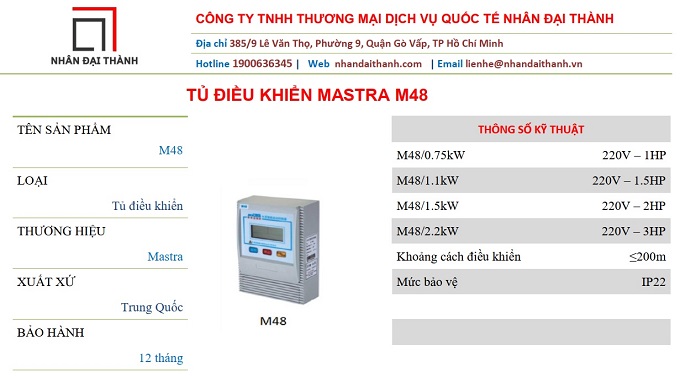 Thông số kĩ thuật Tủ điện Mastra M48 220V