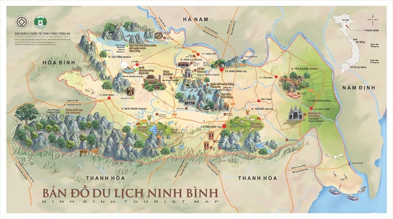 Bản đồ du lịch Ninh Bình: Ninh Bình luôn được biết đến là điểm đến tuyệt vời cho du khách yêu thích văn hóa và thiên nhiên. Với bản đồ du lịch chi tiết, bạn sẽ dễ dàng lên kế hoạch tham quan các điểm đến như vườn quốc gia Cúc Phương, hang Múa hay Tam Cốc.