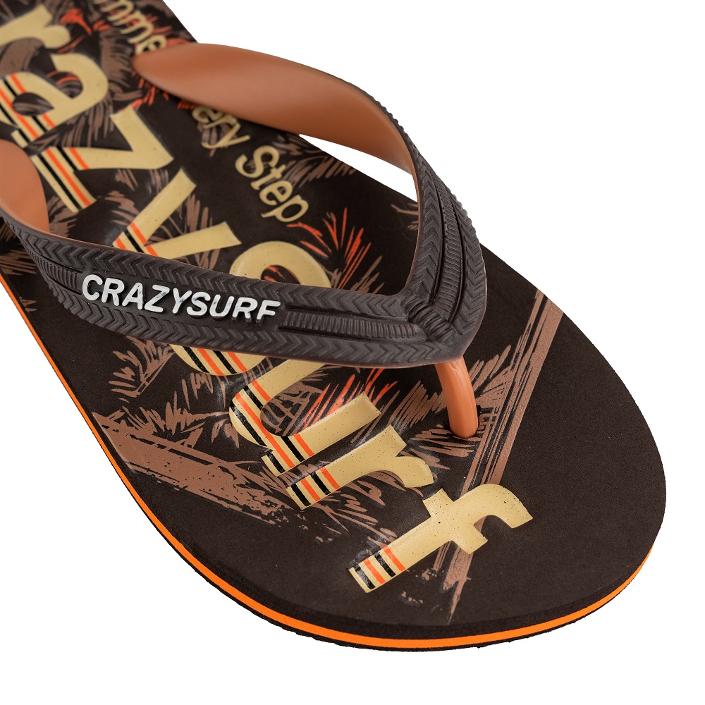 Dép lào đi biển nam siêu nhẹ không trơn Crazy Surf CF-6016 Nâu