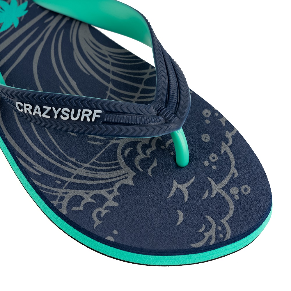 Dép đi biển nam chống trượt cây dừa Crazy Surf SUF-16 Xanh