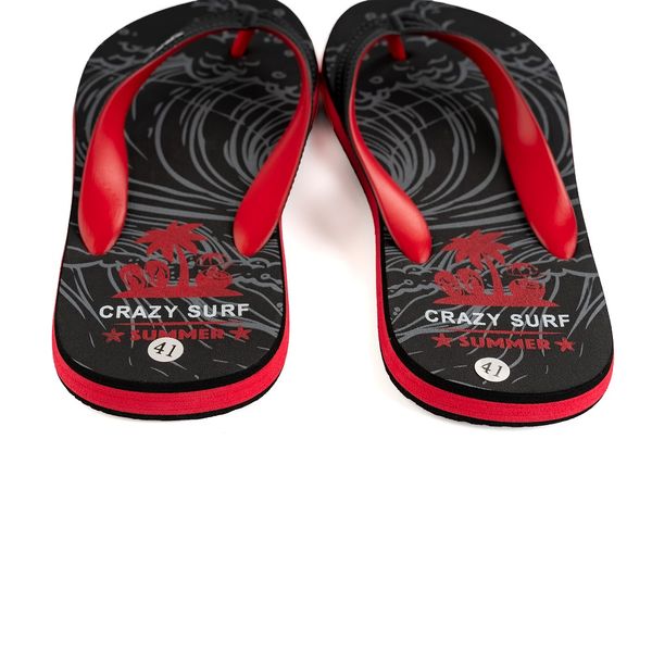 Dép lào đi biển nam siêu nhẹ chống trơn Crazy Surf  SUF-16 Đen/Đỏ