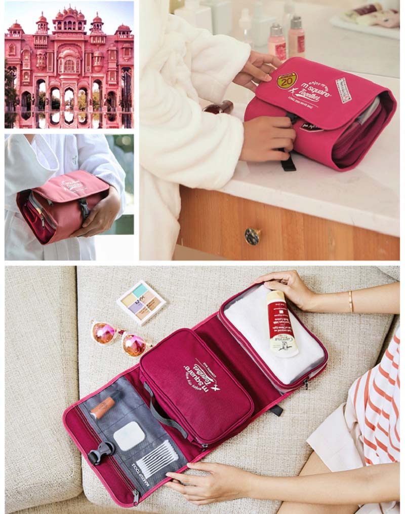 Túi đựng mỹ phẩm đồ vệ sinh cá nhân Msquare nhiều ngăn Ten Years Series màu hồng