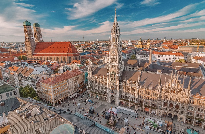 Một góc thành phố Munich, Đức nhìn từ trên cao