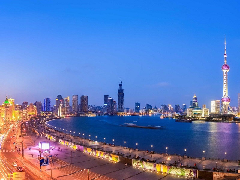 Bến Thượng Hải về đêm nhìn từ trên cao