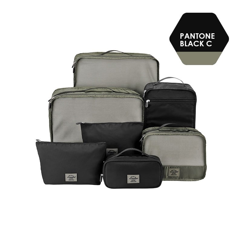 Set 7 túi đựng đồ du lịch công tác (Quần áo- Giày- Mỹ phẩm) Msquare New System đen