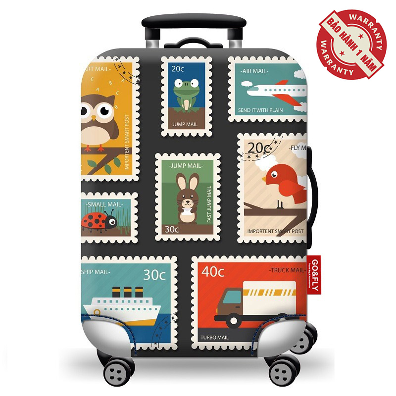 Túi bọc bảo vệ vali co giãn Go&Fly Stamp (Vải dày) Size 20- 24- 28
