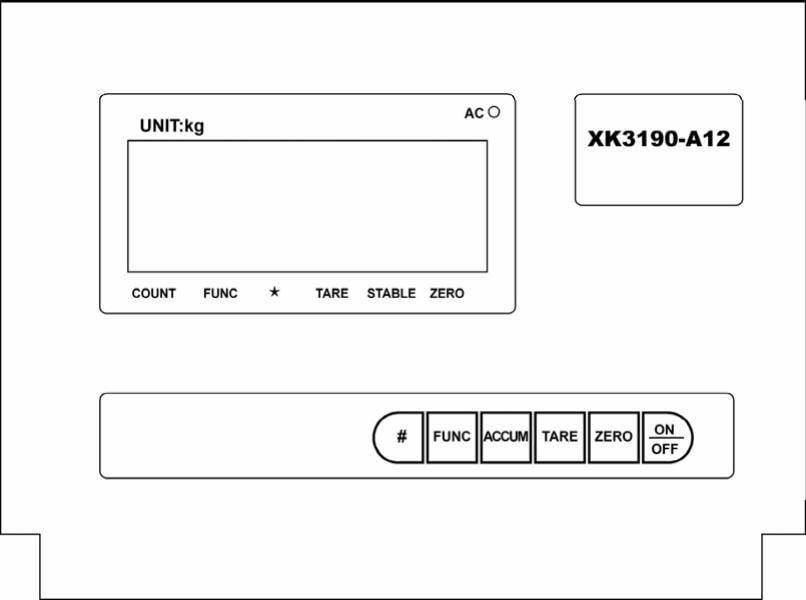 Các phím chức  năng bộ chỉ thị XK3190-A12 (đầu cân A12)