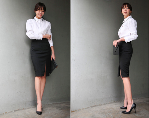 Chân váy công sở Cao Cấp bút chì Hàn Quốc đẹp SK2100 KRFashion vải co dãn  tốt có xẻ sau