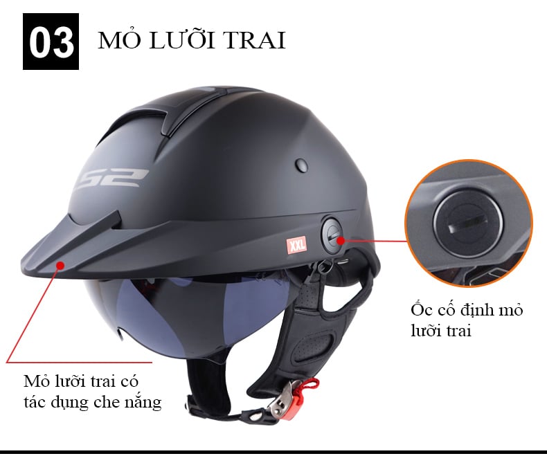 Mũ bảo hiểm nửa đầu LS2 REBELLION OF590 MATT BLACK