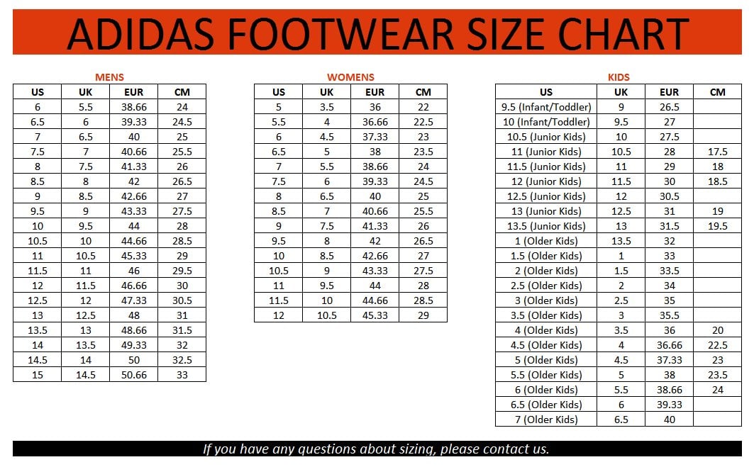 nike vs adidas size chart