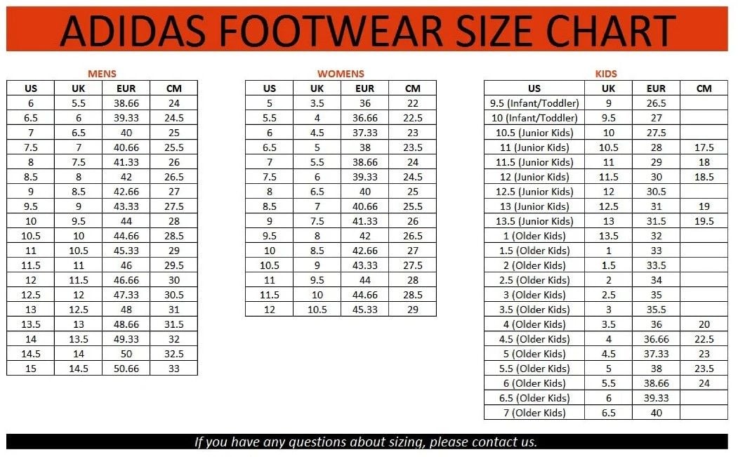 Bảng size giày đá bóng của Adidas