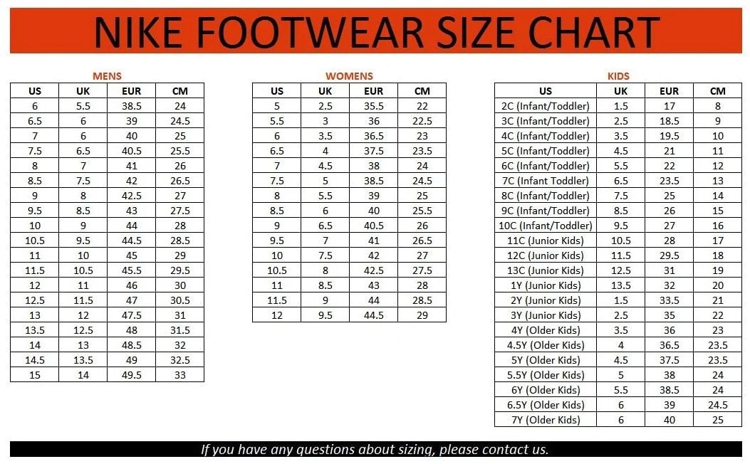 Bảng size giày đá bóng của Nike