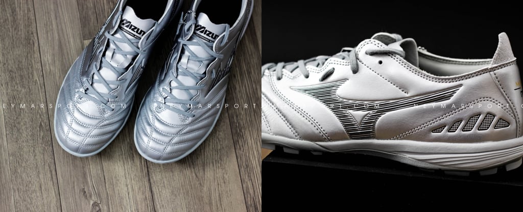 Giày đá banh sân cỏ nhân tạo Mizuno Morelia Neo III Pro TF DNA - Silver/Black/Cool Grey