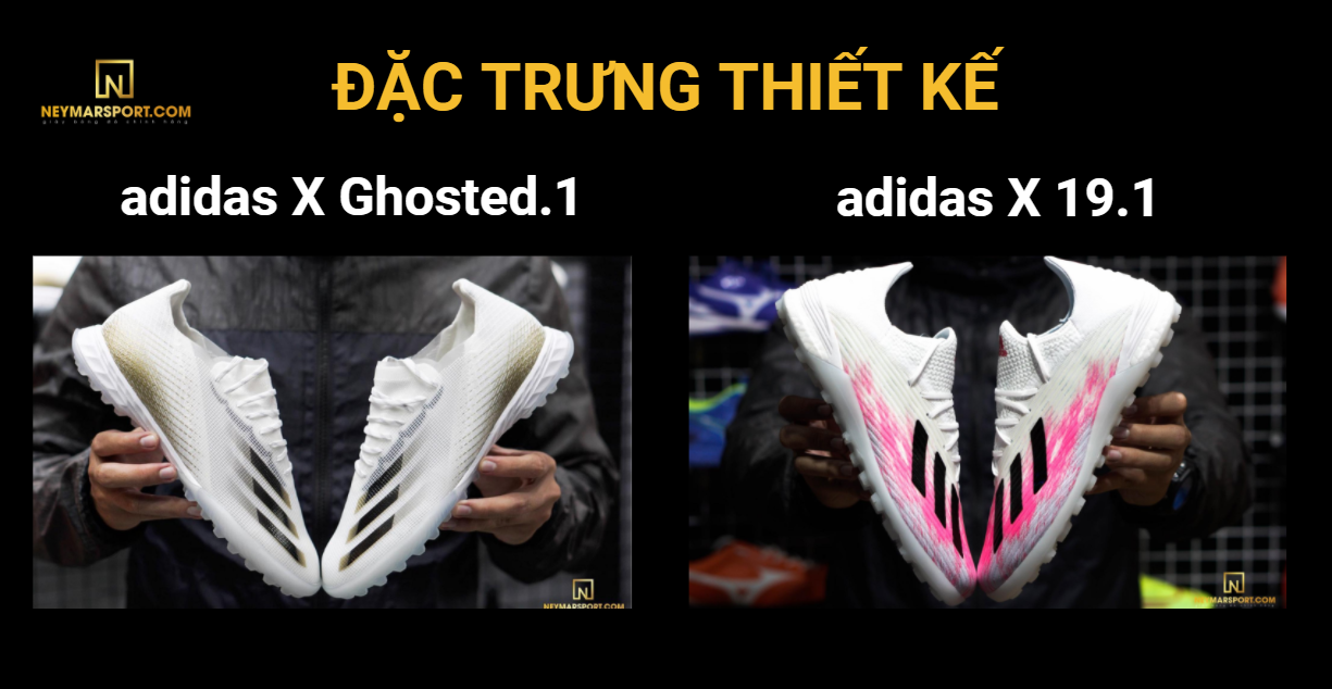 Khác biệt về thiết kế giữa giày cỏ nhân tạo adidas X Ghosted .1 TF và adidas X 19.1 TF