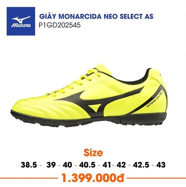 Giày đá banh Mizuno Monarcida Neo Select As TF Yellow/Black
