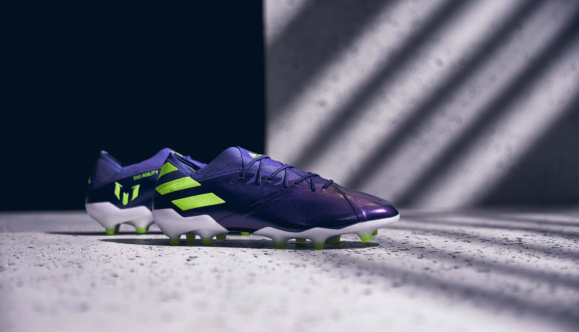 Giày cỏ tự nhiên Adidas Nemeziz Messi 19.1 FG/AG - Tech Ink/Signal Green/Glory Purple