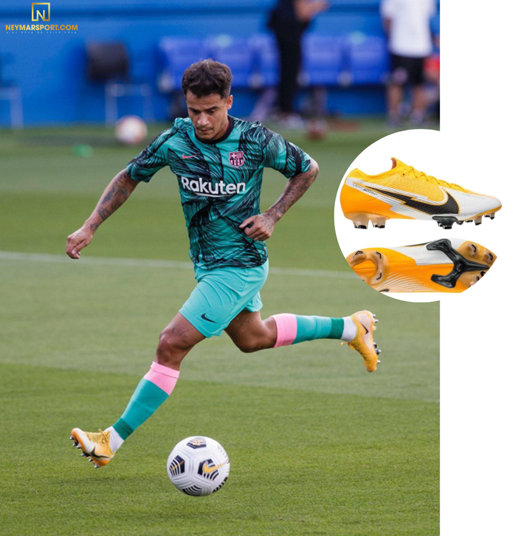 Coutinho mang đôi Nike Mercurial Vapor luyện tập trước khi ra sân đánh bại đối thủ Girona.