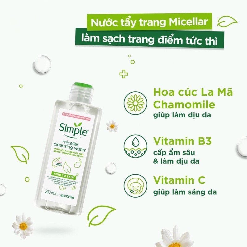  Nước Tẩy Trang Simple Kind To Skin Micellar Cleansing Water 200ml | An Beauty Shop