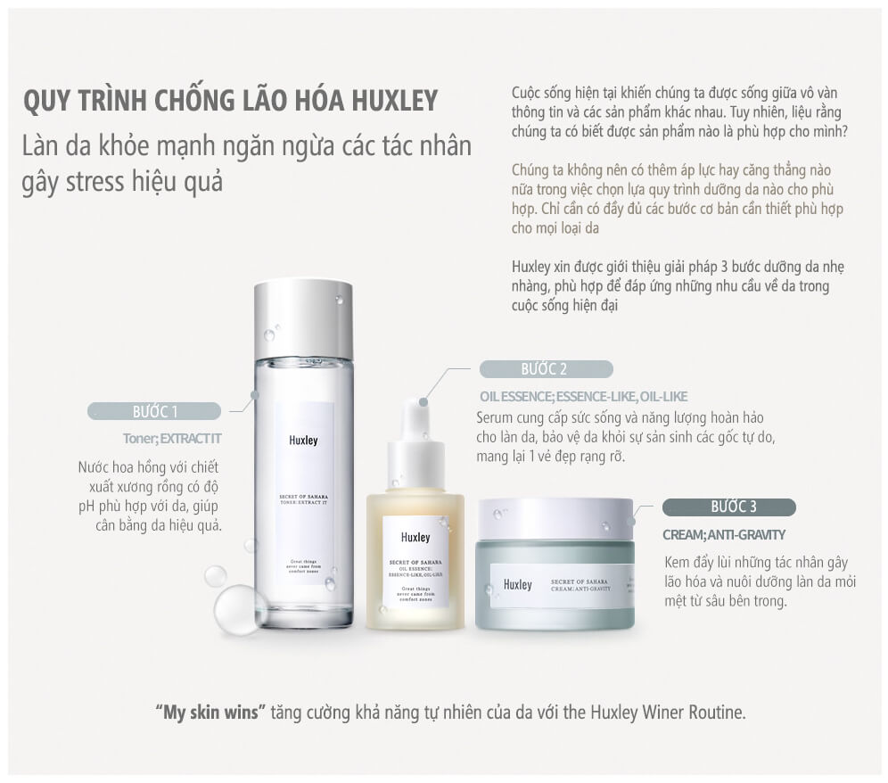 Set Dưỡng Chống Lão Hoá 3 Sản Phẩm Huxley Antioxidant Care Trio Set