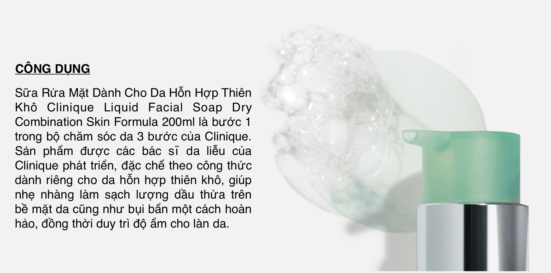 Sữa Rửa Mặt Dành Cho Da Hỗn Hợp Thiên Khô Clinique Liquid Facial Soap Dry Combination Skin Formula 200ml