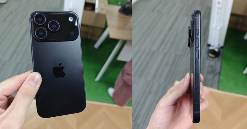 iPhone 17 Pro rò rỉ ảnh mô hình: Cụm camera khổng lồ, logo Apple 