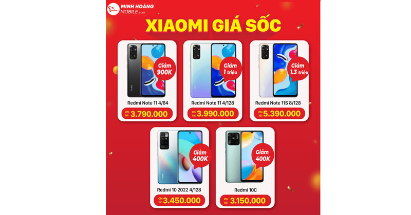 Top 5 smartphone Xiaomi Redmi giảm giá mừng khai trương Minh Hoàng Mobile cơ sở 11