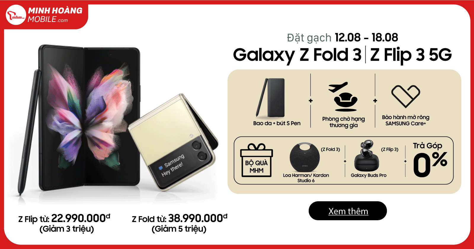 Đặt trước SamSung Galaxy Z Fold 3, Galaxy Z Flip 3: Giá tốt nhất, nhiều quà tặng hấp dẫn