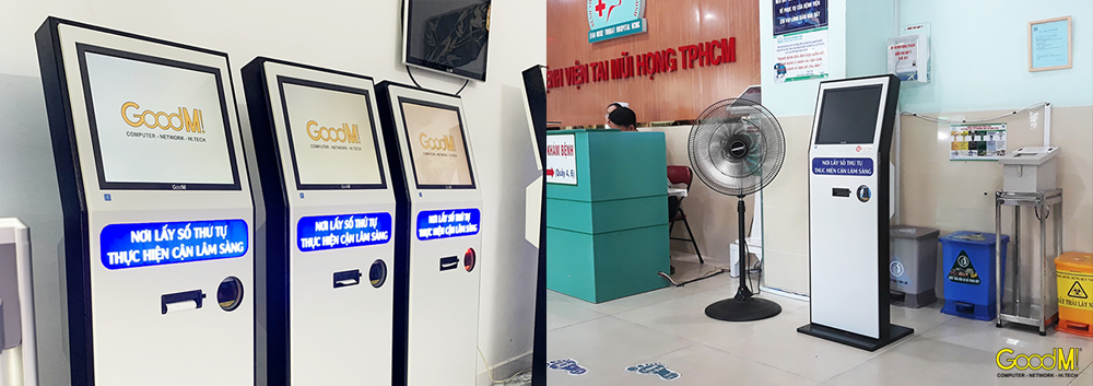 Bệnh Viện Tai Mũi Họng Q3 lựa chọn máy Kiosk GoodM